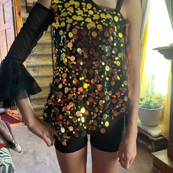 Girls AWISH come true sequined 2 piece dance costume sz 10/12 - Picture 4 of 8
